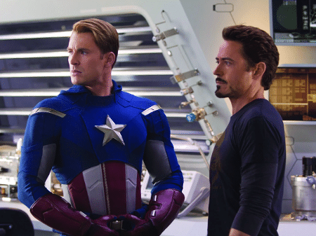 Capitão América (Steve Rodgers) e Homem de Ferro (Robert Downey Jr.) - Reprodução