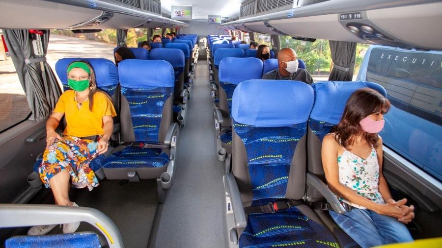 Interior de ônibus da Viação Águia Branca demonstra as mudanças do mercado de viagens rodoviárias na pandemia - Divulgação/Grupo Águia Branca