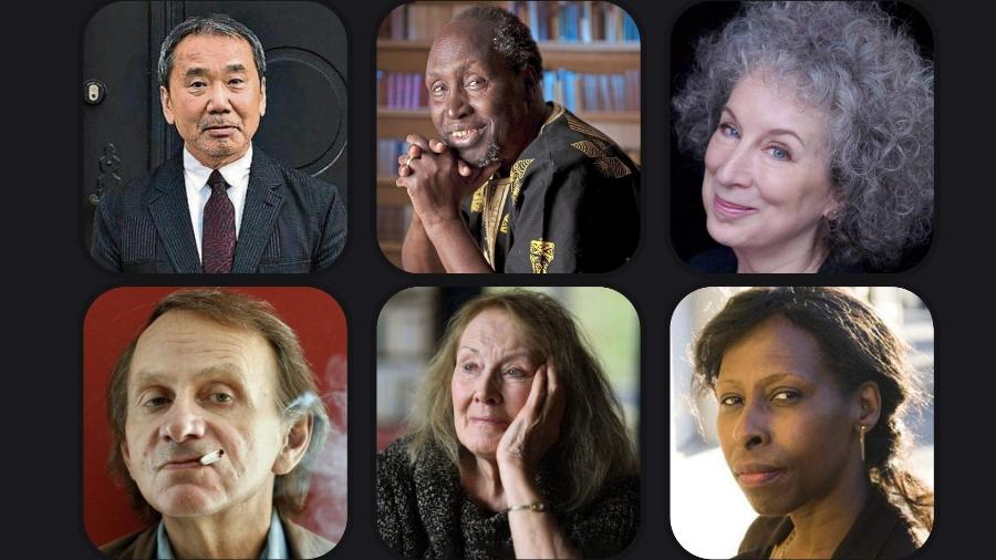 Haruki Murakami, Ngugi Wa Thiong?o, Margaret Atwood, Michel Houellebecq, Annie Ernaux e Scholastique Mukasonga são alguns dos favoritos ao Nobel de Literatura. - Divulgação