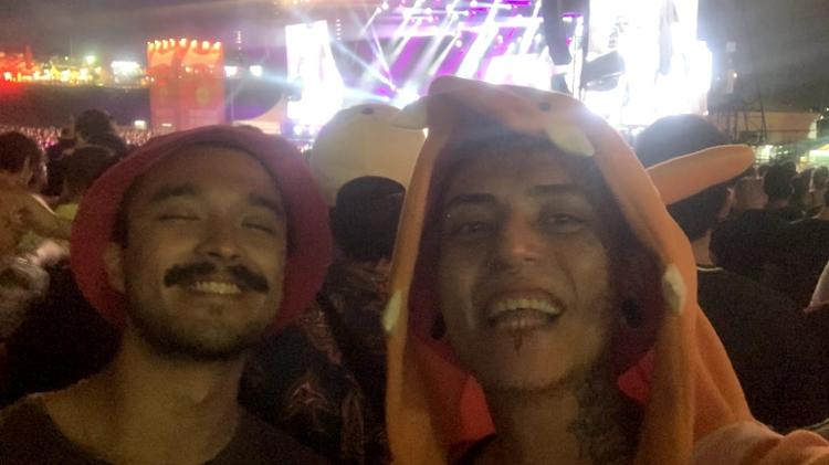 Shinji Kanashiro e um amigo no Lollapalooza