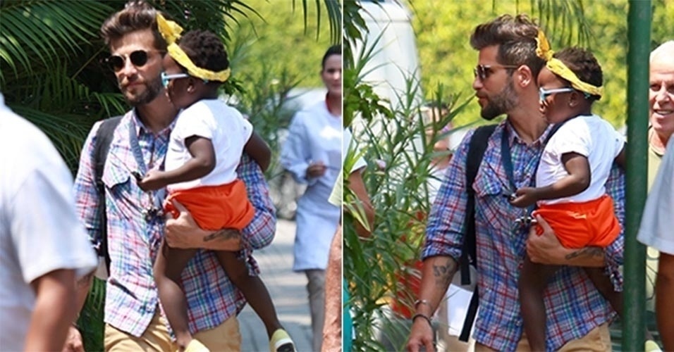 15.set.2016 - Bruno Gagliasso tirou uma folga das gravações de "Sol Nascente" para buscar a filha, Titi, de 3 anos, na escola, - AgNews