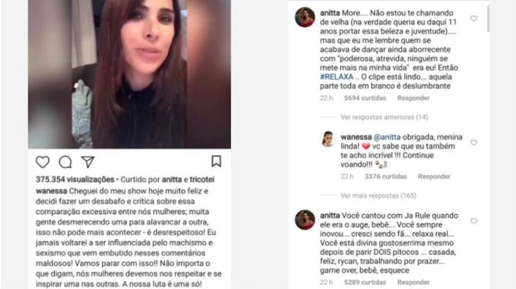 Wanessa posta desabafo e Anitta responde - Reprodução/Instagram - Reprodução/Instagram