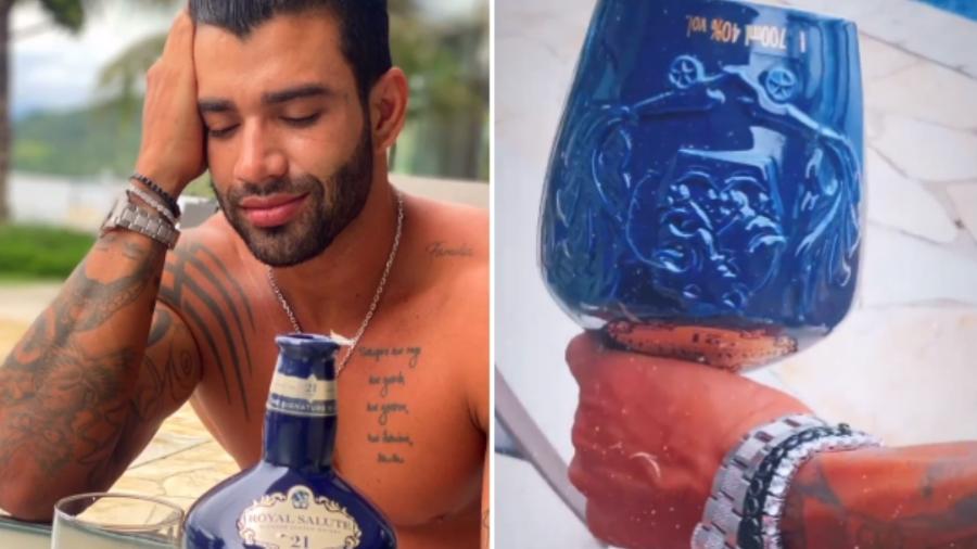 Gusttavo Lima matou uma garrafa do uísque escocês Chivas Royal Salute, de 21 anos - Reprodução/Instagram