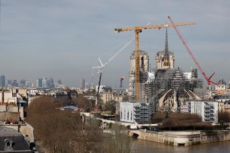 A Catedral de Notre-Dame em obras em março de 2024