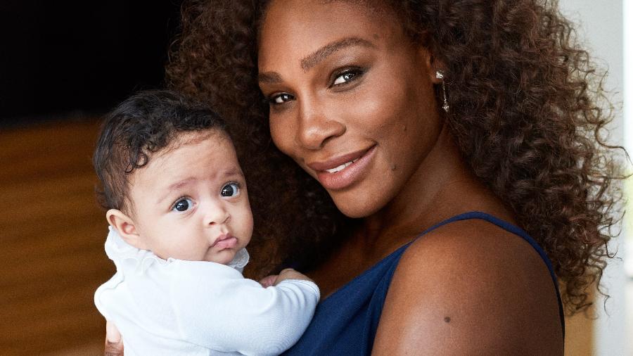 Serena Williams com a filha, Alexis Olympia, para a Vogue America de fevereiro - Divulgação