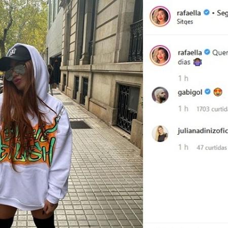 Comentário do Gabigol na foto da Rafaella Santos - Reprodução/Instagram - Reprodução/Instagram