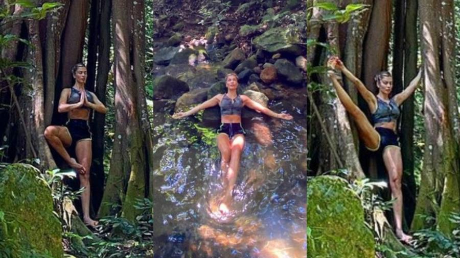 Grazi Massafera fazendo ioga na floresta - Instagram