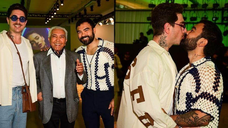 Mauricio de Sousa vai com o filho, Mauro Sousa, e o genro, Rafael Piccin, à desfile do SPFW