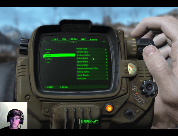 Kyle Hinckley terminou o game sem matar nada nem ninguém em "Fallout 4" - Reprodução