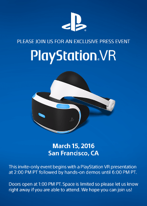 Convite para a conferência do PlayStation VR foi enviado para a imprensa. - Reprodução