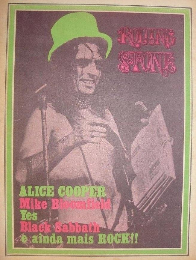 Figura polêmica nos anos 1970, Alice Cooper ganhou destaque na "Rolling Stone" brasileira - Reprodução