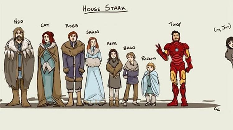 Tony aparece como parte da Casa Stark em ilustração que circula na web - Reprodução - Reprodução