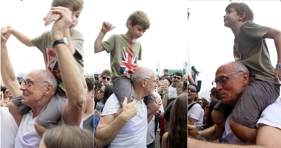 Suplicy ajudou o neto, filho de João Suplicy, assistir ao show do Brothers of Brazil no sábado (25) no Palco Sunset - Graça Paes/Foto Rio News