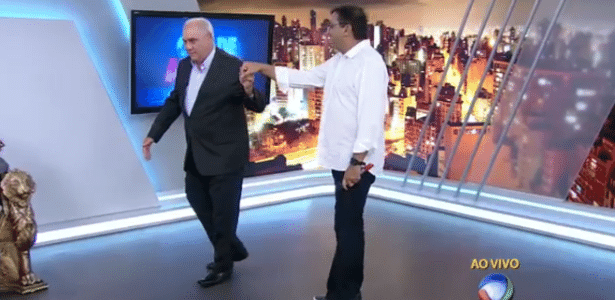 Marcelo Rezende brinca com Geraldo Luís ao vivo, no "Cidade Alerta" - Reprodução/TV Record