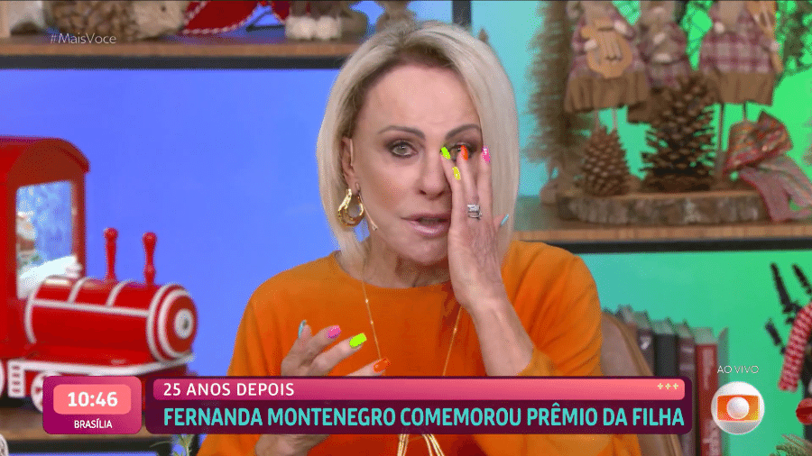 Ana Maria Braga chora ao comentar vitória de Fernanda Torres no Globo de Ouro - Reprodução/Globoplay