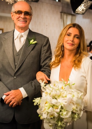 Casamento de Feliciano (Marcos Caruso) e Claudine (Maria Padilha) em "A Regra do Jogo" - João Miguel Júnior/TV Globo