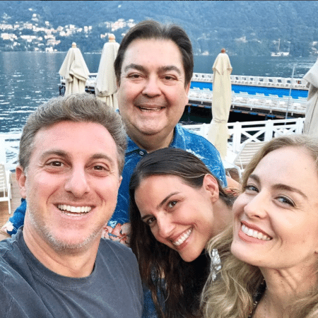 Faustão, Luciana Cardoso, Luciano Huck e Angélica se encontram na Itália - Reprodução/Instagram/lucard
