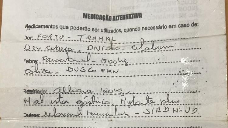 Lista de medicamentos que Mariana Freitas, 29, pode tomar - Arquivo pessoal - Arquivo pessoal