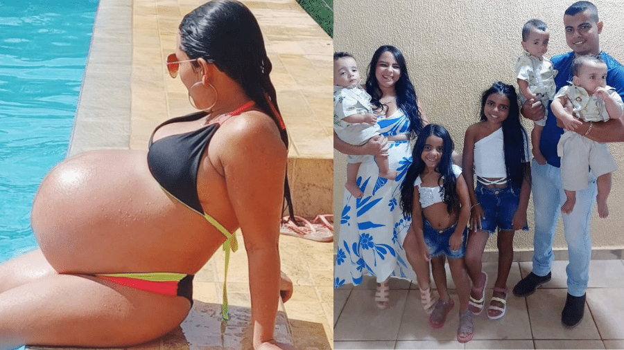Jhéssica viralizou mostrando barrigão durante a gravidez de trigêmeos - Arquivo pessoal