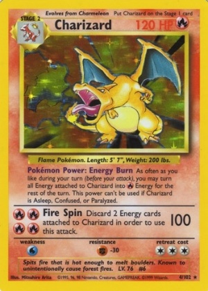 Card do Charizard é um dos mais cobiçados de "Pokémon", e chega a ser vendido por mais de R$ 1.000 - Reprodução