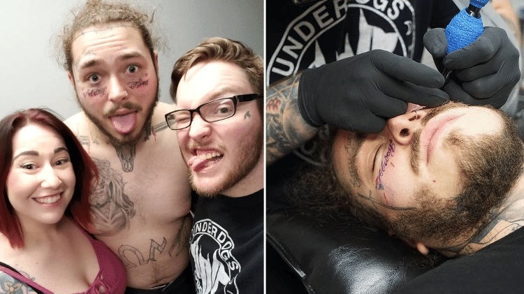 Post Malone com sua nova tatuagem - Reprodução/Instagram - Reprodução/Instagram