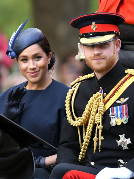 Meghan Markle e príncipe Harry durante o Trooping The Colour 2019 - Karwai Tang/WireImage