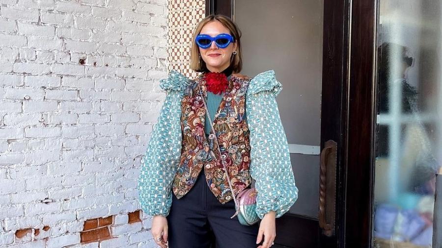 Anna Golka, umas das "embaixadoras" do cluttercore, que prega exageros, sobreposições e caos da moda - Reprodução/Anna Golka/Instagram
