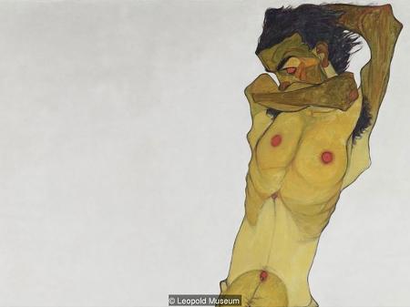 Representação gráfica e grotesca de Schiele de seu próprio corpo nu foi sem precedentes na história da arte - Leopold Museum