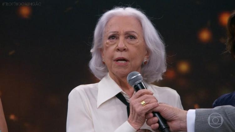 A atriz Fernanda Montenegro desabafa no Domingão do Faustão - Reprodução/TV Globo - Reprodução/TV Globo