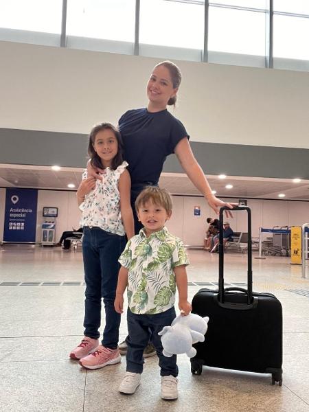 Camila com os filhos Júlia e Benício Camila com os filhos Júlia e Benício