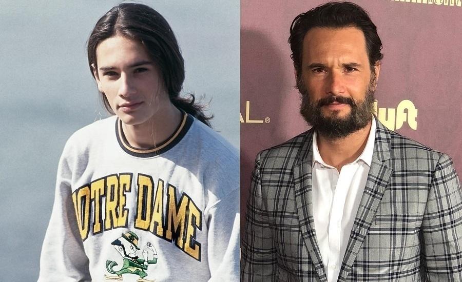 Rodrigo Santoro estreou na TV na novela "Olho no Olho", aos 17 anos. Na primeira foto, posou como seu personagem, Pedro. Mais de duas décadas depois, o ator de 43 anos transformou seu visual e sua carreira: cortou os cabelos, deixou a barba crescer e acumula papéis internacionais de destaque - Montagem/UOL