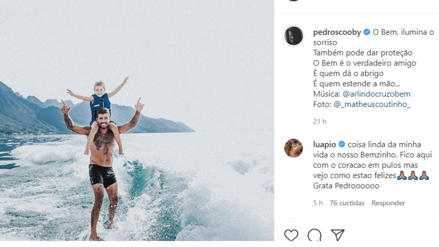 Pedro Scooby em foto "radical" com Dom; Luana Piovani deixou mensagem carinhosa na publicação  - Reprodução/Instagram/@pedroscooby