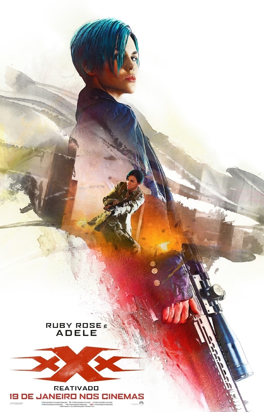 Cartaz do filme "XxX Reativado", com Ruby Rose interpretando o personagem Adele. O filme tem previsão de estreia para 18 de janeiro - Divulgação