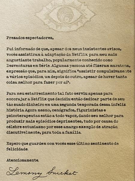 Anúncio da segunda temporada de "Desventuras em Série" - Reprodução - Reprodução