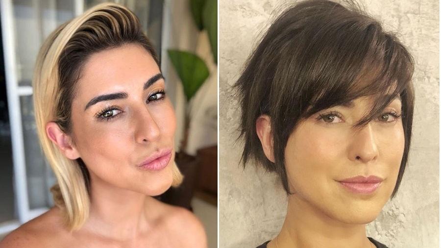 Fernanda Paes Leme antes e depois de voltar a ser morena e cortar os cabelos - Reprodução/Instagram
