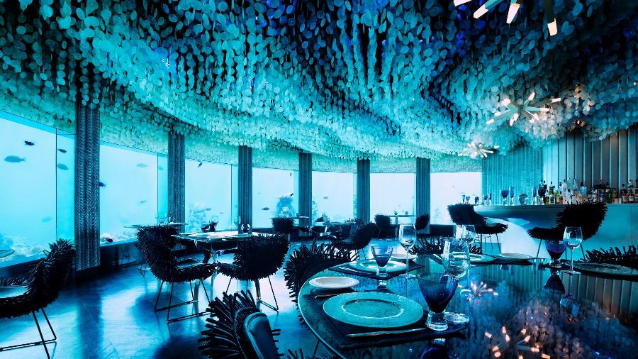 Subsix, restaurante subaquático localizado em um resort nas Ilhas Maldivas - Divulgação
