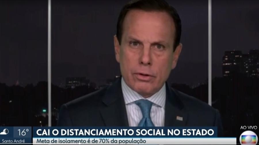 João Doria fala em tomar medidas mais rígidas se isolamento social não for respeitado durante o feriado de Páscoa - Reprodução/TV Globo