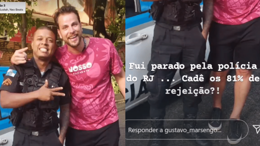 BBB 22: Gustavo Marsengo tira foto com policial no RJ - Reprodução/Instagram
