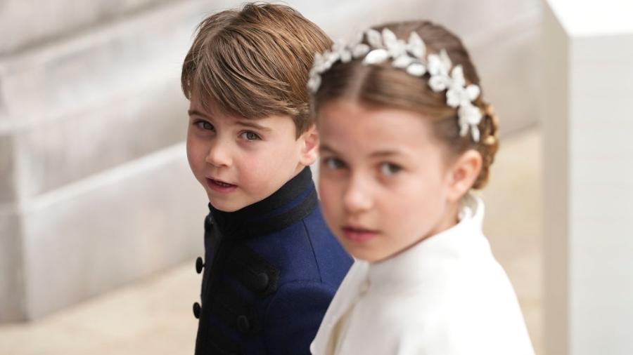 Príncipe Louis e princesa Charlotte na coroação do rei Charles 3º e da rainha Camilla - Dan Charity - WPA Pool/Getty Images