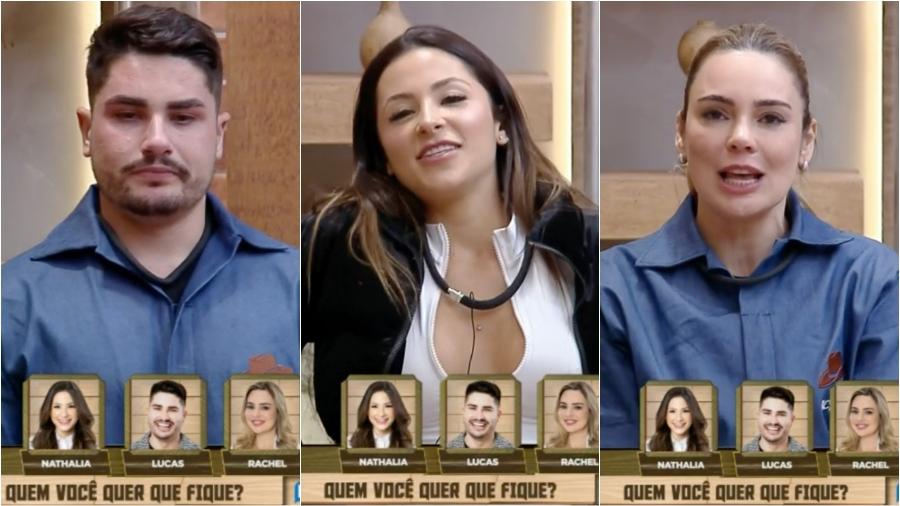 A Fazenda 2023: Lucas, Nathalia e Rachel estão na primeira roça - Reprodução/PlayPlus