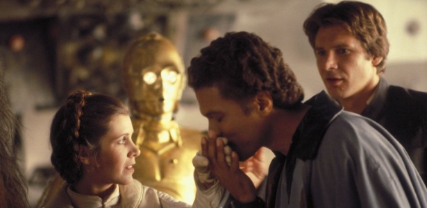 Billy Dee Williams, Harrison Ford e Carrie Fisher em "Star Wars: O Império Contra Ataca" - Divulgação