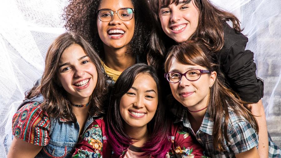 Ellen (Heslaine Vieira), Lica (Manoela Aliperti), Keyla (Gabriela Medvedovski), Tina (Ana Hikari) e Benê (Daphne Bozaski) - Sergio Zalis/TV Globo