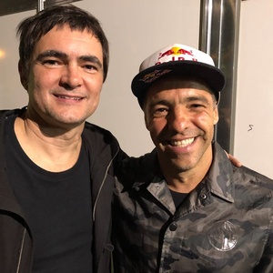 Samuel Rosa com o hexacampeão mundial de skate Sandro Dias - Fernando Furtado - Fernando Furtado