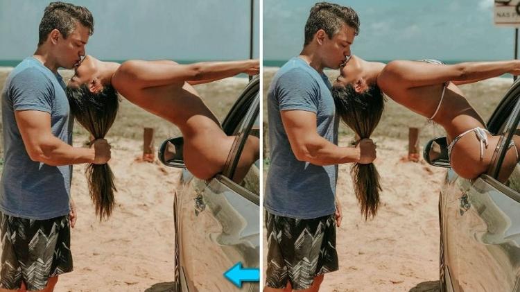 Munik Nunes sem e com biquíni: apenas a foto da direita é verdadeira - Reprodução/Instagram - Reprodução/Instagram