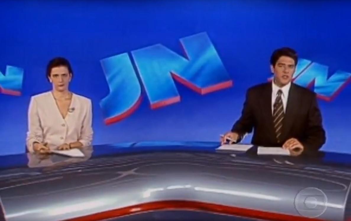 Lillian Witte Fibe e William Bonner no Jornal Nacional - Reprodução