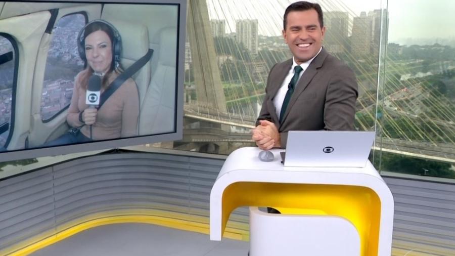 Bocardi e Zelda Mello interagem durante o Bom Dia SP - Reprodução/TV Globo