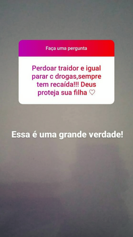 Vandha concordou com a mensagem que comparava perdoar traição ao vício em drogas - Reprodução/Instagram - Reprodução/Instagram