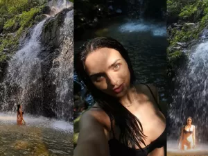 Rafa Kalimann passa feriado em cachoeira, veja fotos