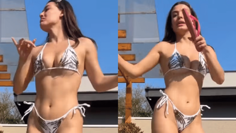 Beatriz Reis posa de biquíni e samba à beira da piscina de sua mansão - Instagram