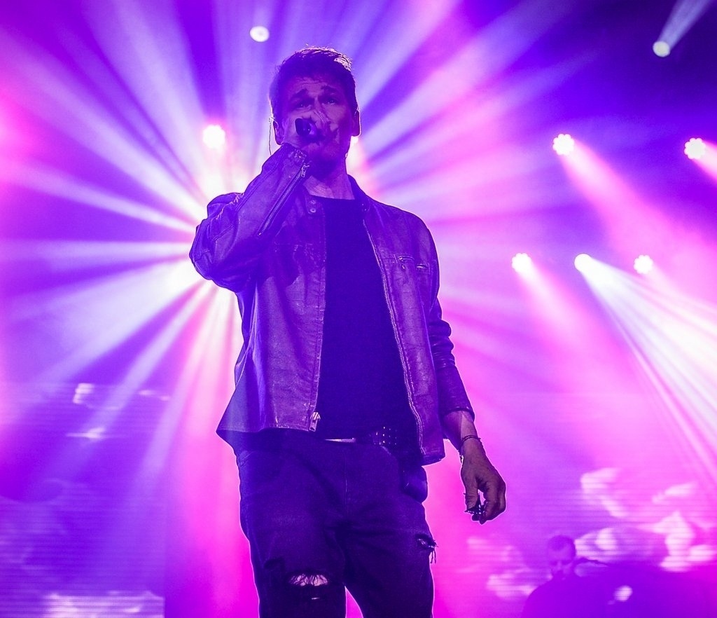 14.out.2015 - Grupo norueguês A-ha em apresentação na noite dessa quarta-feira no Espaço das Américas, na Barra Funda, em São Paulo - AgNews